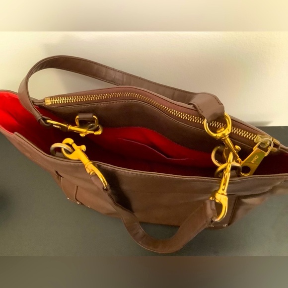 RARE CHLOE Brown Red Leather Shoulder Bag - Picture 10 of 12